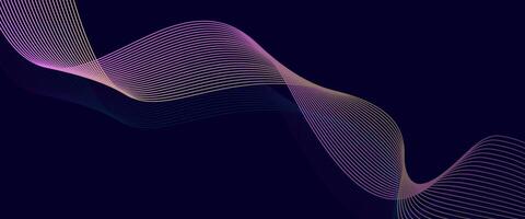 Elegant Gradient Wavy Line Abstract Background in Dark Mode vector