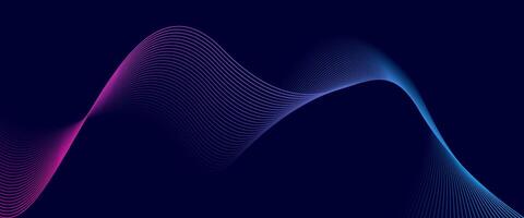 Dark Neon Abstract Wave Background Elegant Gradient Lines with Modern Flow vector
