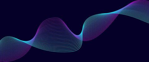 Colorful Abstract Neon Wave Line Background on Dark Blue vector