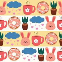 Bunny donut pattern illustration vector
