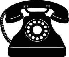 Vintage Rotary Phone Silhouette Classic Communication Technology and Design Icon in Black and White vector