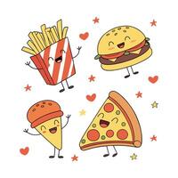 Fun Cartoon Fast Food Characters vector