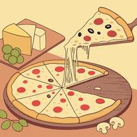 Tasty Pizza Slice Flat Illustration vector