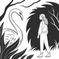 Artistic Female Walking Silhouette vector