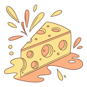 Melting Cheese Block Splash with Fun Style Art vector