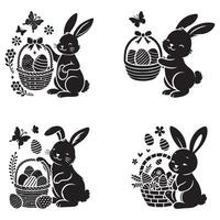 Easter Bunny and Eggs Silhouette Illustration vector