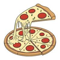Variety Pizza Slices Food Illustration vector