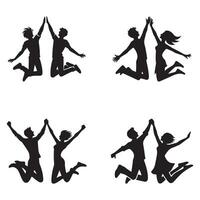 Silhouette Friends Jumping for Joy friendship day vector