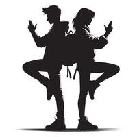 Two friends Secret Agents Silhouette Double Agents in Action design vector