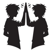 High Five Silhouette Collaboration, Teamwork, and Partnership friendship day celebration vector