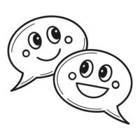 Chat Bubble Emoticons Smiling Faces in Dialogue vector
