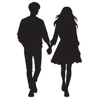 Couple Walking and Holding Hands vector