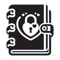 Locked Diary with Heart Padlock design vector