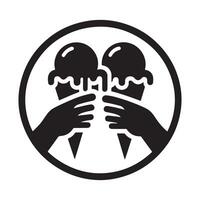 Ice Cream Cones with Hands Sweet Treat Icon vector