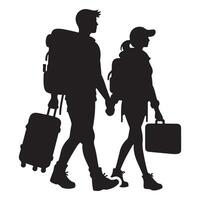 Silhouette of two people walking away friendship day design vector