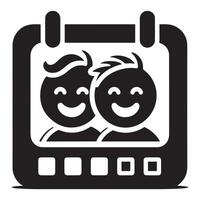 Friendship portrait calendar silhouette icon vector