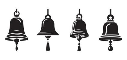 Silhouette icon of a hanging temple bell vector