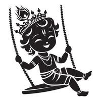 Krishna on Swing silhouette vector