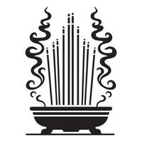 Silhouette icon of incense sticks vector