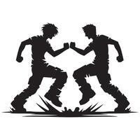 friendship day Fist Bump Confrontation Silhouette vector