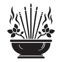 Silhouette icon of incense sticks design vector