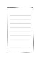 Hand drawn memo paper sheet text frame, sticky note, reminder, to do list, sticky tape. Bullet journal elements in line art doodle style. vector