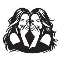 Best Friends Laughing and Bonding Silhouette design vector