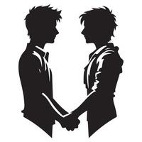 Friendship Silhouette of Two Boys Facing Each Other vector