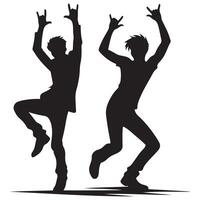 Joyful Friends Dancing in Celebration Silhouette design vector