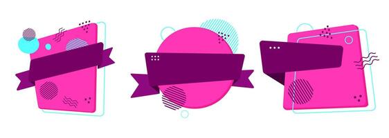 Abstract Geometric Banner Set with Colorful Ribbons.Bright Abstract Labels with Copy Space. ideal for promotions, sale tags, social media posts, web design, or digital advertising. illustration vector