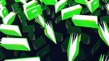 Dynamic animation of floating folders in a futuristic digital environment showcases vibrant green filing system video