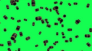 färgrik fat sprida ut i en dynamisk visa mot en grön bakgrund visa upp en lekfull animering stil video
