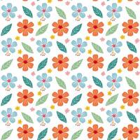 Floral pattern with colorful flowers and leaves vector