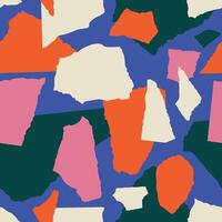 Hand-Drawn Abstract Collage With Torn Paper Style Shapes in Blue, White, Red and Black vector