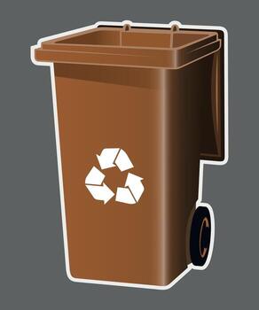 brown empty plastic container for garbage isolated on gray background vector