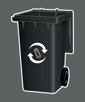 black empty plastic container for electronic garbage isolated on gray background vector