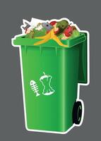 green plastic container with garbage for organic isolated on gray background vector