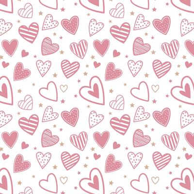 Cute pattern of cute pink hearts and stars background design
