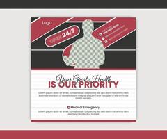 Medical social media post template vector