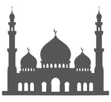 Mosque silhouette domes minarets crescent Islamic architecture vector
