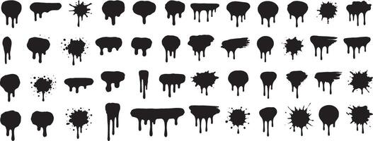 Dripping paint splatters and blobs black vector