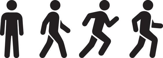 Human figures walking running people movement vector