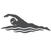 Silhouette of a swimmer in dark grey on white background vector