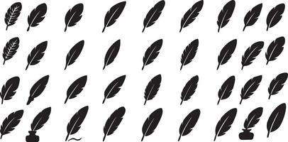 Quill pen and inkwell collection writing vintage vector