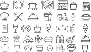 Food and drink restaurant service icons vector