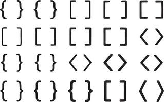 Black curly and square brackets and angle brackets vector