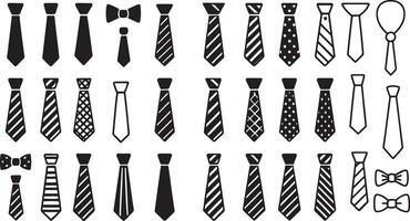 Black neckties and bowties assortment formal wear accessory vector