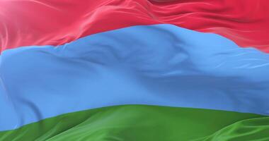 Flag of the Republic of Karelia waving at wind in slow, loop video