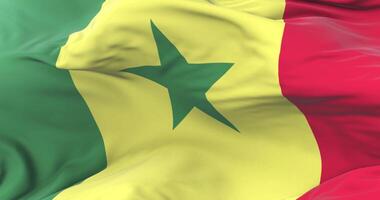 Senegal flag waving at wind in slow with blue sky, loop video