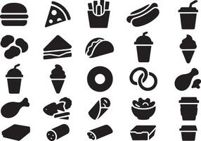 Fast food icons burger pizza vector